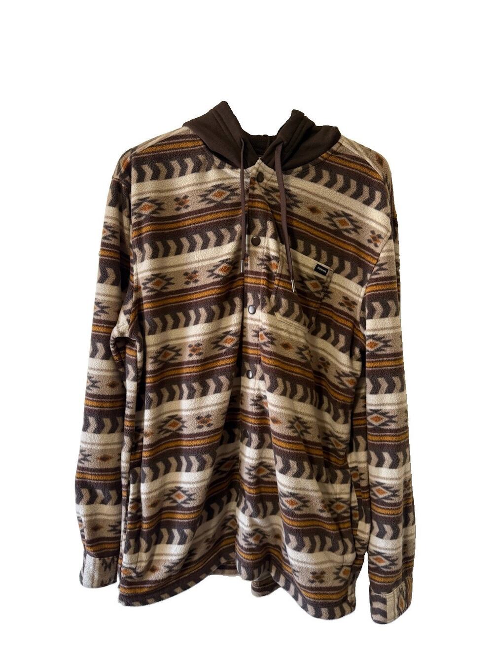 Hurley Rio Twill Hooded Shacket Polar Fleece Men’s L Aztec Tribal Snap Button